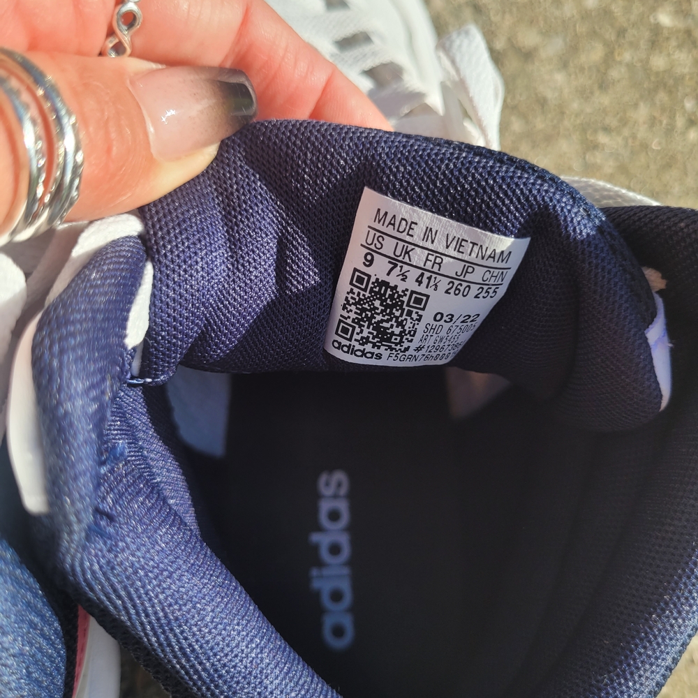 Adidas Women's White and Navy Sneakers - Purchased as 9 fits more like 10 - Picture 5 of 5